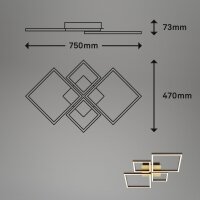Deckenleuchte Briloner Frame LED 48W 75CM Deckenlampe Dimmbar Schwenkbar 3000K Gold