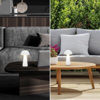 Akku-Tischlampe Unplugged, Weiß, 2,6 Watt, 3000K, dimmbar, IP44, Ø 16 cm – Briloner