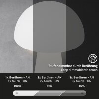 Akku-Tischleuchte Unplugged, Weiß, 2,6 Watt, dimmbar, IP44, Ø 16 cm – Briloner