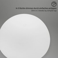 Akku-Tischleuchte Unplugged, Weiß, 2,6 Watt, dimmbar, IP44, Ø 16 cm – Briloner