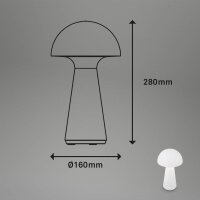 Akku-Tischleuchte Unplugged, Weiß, 2,6 Watt, dimmbar, IP44, Ø 16 cm – Briloner