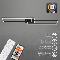 Briloner Deckenleuchte Frame Smart Home LED 40W Deckenlampe CCT Dimmbar Schwenkbar Backlight Schwarz