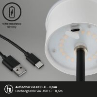 Akku-Tischleuchte Akku-Leuchte, Schwarz, 2,6 Watt, 3000K, dimmbar, Ø 12 cm – Briloner
