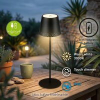 Akku-Tischleuchte Akku-Leuchte, Schwarz, 2,6 Watt, dimmbar, Ø 12 cm – Briloner