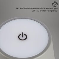 Akku-Tischleuchte Akku-Leuchte, Chrom-Matt, 2,6 Watt, höhenverstellbar, Touchdimmer – Briloner