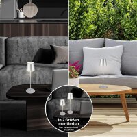 Briloner Akku-Tischleuchte 7438-014 – höhenverstellbar 22–38 cm, 3-Stufen-Touchdimmer, USB, 2,6 W LED, warmweiß, Chrom-Matt