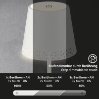 Akku-Tischlampe Akku-Leuchte, Weiß, 2,6 Watt, 3000K, dimmbar, Ø 12 cm – Briloner