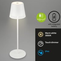 Akku-Tischleuchte Akku-Leuchte, Weiß, 2,6 Watt, dimmbar, Ø 12 cm – Briloner