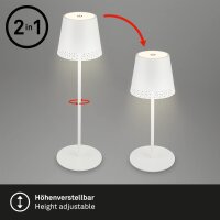 Akku-Tischleuchte Akku-Leuchte, Weiß, 2,6 Watt, dimmbar, Ø 12 cm – Briloner