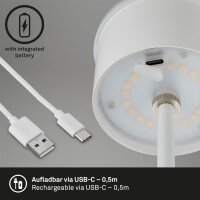 Akku-Tischleuchte Akku-Leuchte, Weiß, 2,6 Watt, dimmbar, Ø 12 cm – Briloner