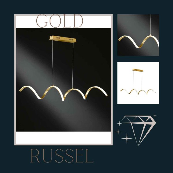 Pendelleuchte Russel Wofi by Global Technics LED Hängelampe Gold 32 W dimmbar