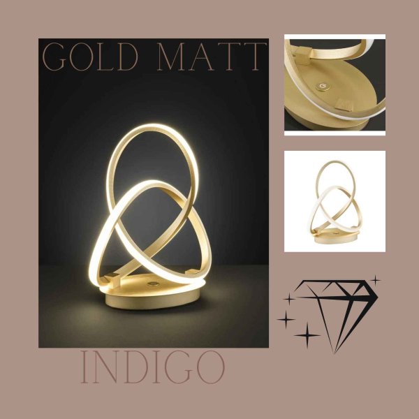 Tischleuchte Indigo Wofi by Global Technics LED Matt-Gold dimmbar Tischlampe