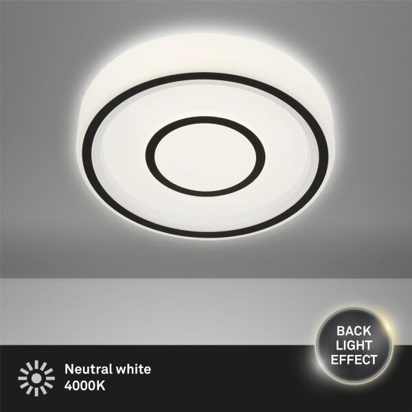 LED Deckenleuchte Deckenlampe, Schwarz / Weiß, 12 Watt, 4000K, Ø 28 cm – Briloner
