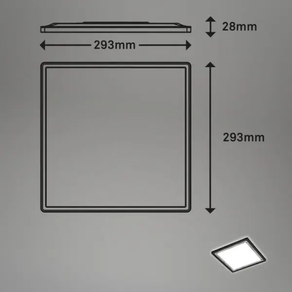 Deckenleuchte Briloner Slim 18Watt LED Schwarz Silber -Crafted 29,5 x 29,5 cm