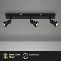 3-flammiger Deckenstrahler, Schwarz, 3x4,9W, 48 x 7 x 8,5...