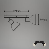 Deckenleuchte Briloner 2xE14 27CM Deckenlampe Schwenkbar Strahler Metall Spot Schwarz