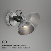 B-Kartonage Wandleuchte Briloner E14-Fassung 15,5CM Wandlampe Schwenkbar Spot Metall Strahler Antik-Silber