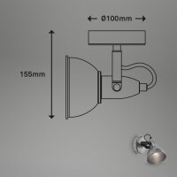 Wandleuchte Briloner E14-Fassung 15,5CM Wandlampe Schwenkbar Spot Metall Strahler Antik-Silber