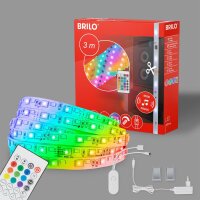 LED-Stripe, Weiß, 3 Meter, mit Fernbedienung, RGB-Farbwechsel – Briloner