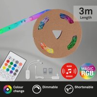 LED-Stripe, Weiß, 3 Meter, mit Fernbedienung, RGB-Farbwechsel – Briloner