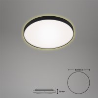 Deckenleuchte Briloner Simpa LED 12W Ø 28,5CM Deckenlampe Backlight 3000K Aufbauleuchte Rund Schwarz