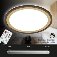 Deckenleuchte Briloner LED 22W Ø 42CM Deckenlampe Dimmbar CCT Panel Fernbedienung Gold-Braun