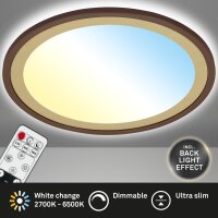 LED Deckenleuchte Ultra flaches Backlight LED Panel, Braun-Gold, 22 Watt, dimmbar – Briloner