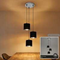 3-flammige Hängeleuchte, Antik-Silber / Schwarz, 3 x...