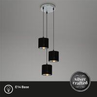 3-flammige Hängeleuchte, Antik-Silber / Schwarz, 3 x E14 max. 25W, höhenverstellbar – Briloner