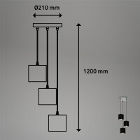 3-flammige Hängeleuchte, Antik-Silber / Schwarz, 3 x E14 max. 25W, höhenverstellbar – Briloner