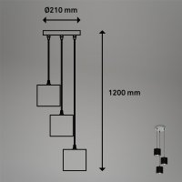 Pendelleuchte Briloner 3xE14 Ø 21CM Hängelampe Höhenverstellbar Pendellampe Textilschirm 120CM Hängeleuchte Antik-Silber