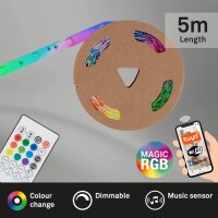 LED-Stripe, Weiß, 5 Meter, smart steuerbar, mit Fernbedienung, RGB-Farbwechsel – Briloner