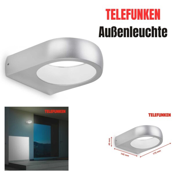 Telefunken LED Außenwandleuchte 6,5W IP44 Silber