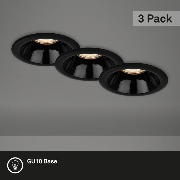 Einbauleuchten Briloner 3er Set GU10-Fassung Schwarz Spots Einbaulampen