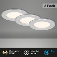 BRILONER THIN 3er Set LED Einbaustrahler | Matt-Chrom,...