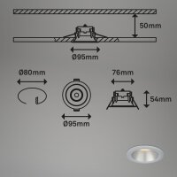 LED Einbaulampen, Silber-Matt, Bohrloch 8 cm, 3x4,9W, 3000K, IP44, Ø 9,5 cm – Briloner