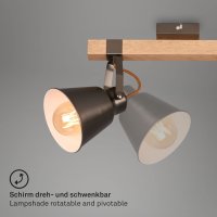Strahler Briloner Talle Holz Metall Grau 2er Spot E27 Deckenlampe
