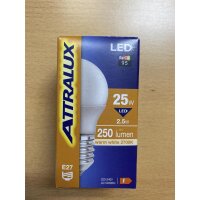 LED-Lampe, E27, 2,5 Watt, 250lm, 2700K – Attralux
