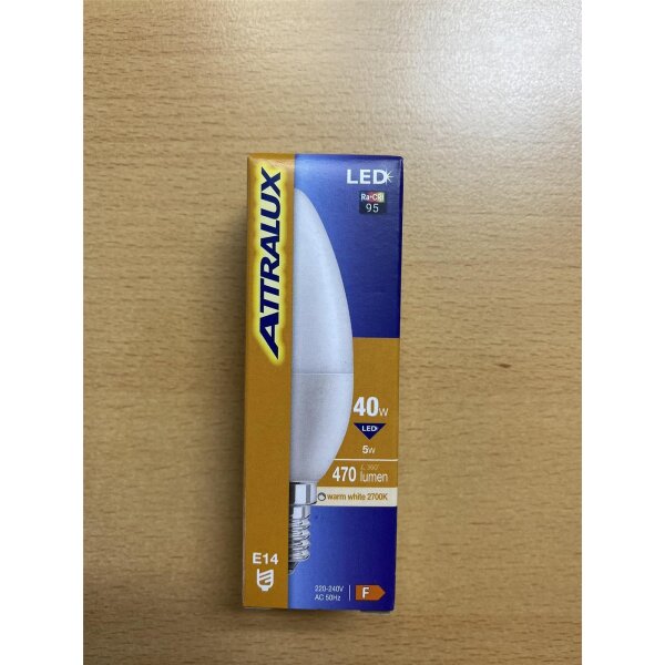 LED-Kerzenlampe, E14, 5 Watt, 470lm, 2700K – Attralux