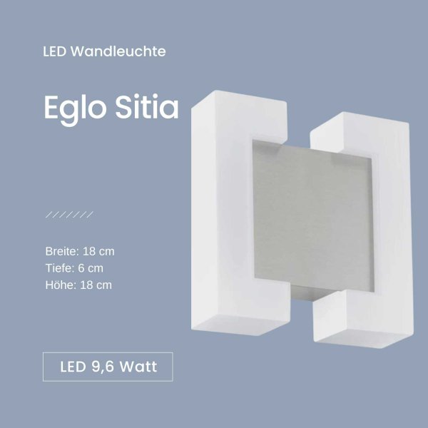€ Eglo Außenleuchte Gartenlampe, IP44 Sitia 19,99 Wandleuchte Weiß LED