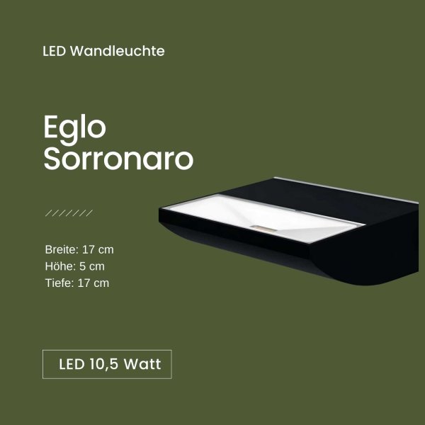 Außenleuchte Eglo Sorronaro LED Schwarz IP44 Wandleuchte Aluminium 10,5W