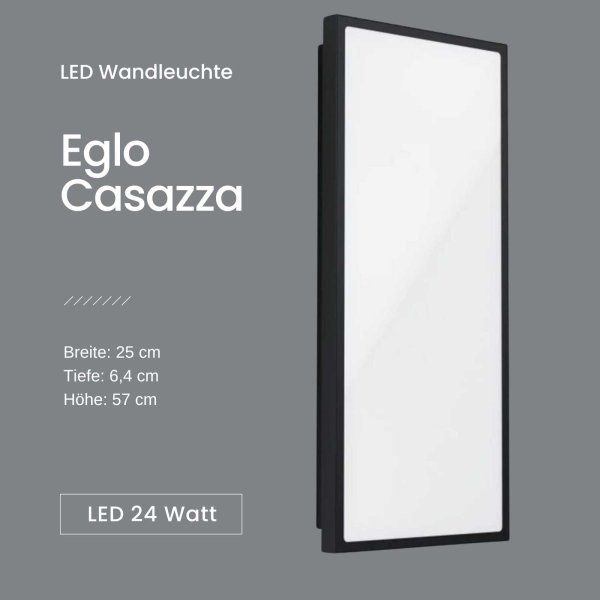 Au&szlig;enleuchte Eglo Casazza LED Wandleuchte IP44 schwarz Deckenleuchte Au&szlig;enlampe 24 W