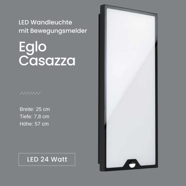 Außenleuchte Eglo Casazza LED Wandleuchte mit Bewegungsmelder IP44 Deckenleuchte 24 W Außenlampe