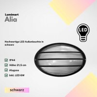 Lumimart Alia LED Außenwandleuchte 6W IP44 Schwarz...