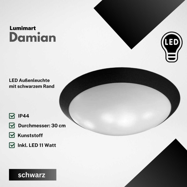 Au&szlig;enleuchte Lumimart Damian LED IP44 schwarz Aussenlampe 11 W