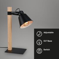 Tischleuchte Briloner Holz Schwarz E27 Tischlampe Metall