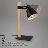 Tischleuchte Briloner Holz Schwarz E27 Tischlampe Metall