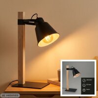 Tischleuchte Tischlampe, Schwarz / Holz, 25 Watt, 20 x...