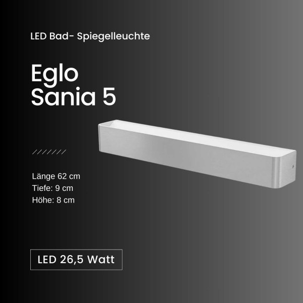 Badleuchte Eglo Sania 5 Wandlampe IP44 26,5 Watt LED NIckelmatt