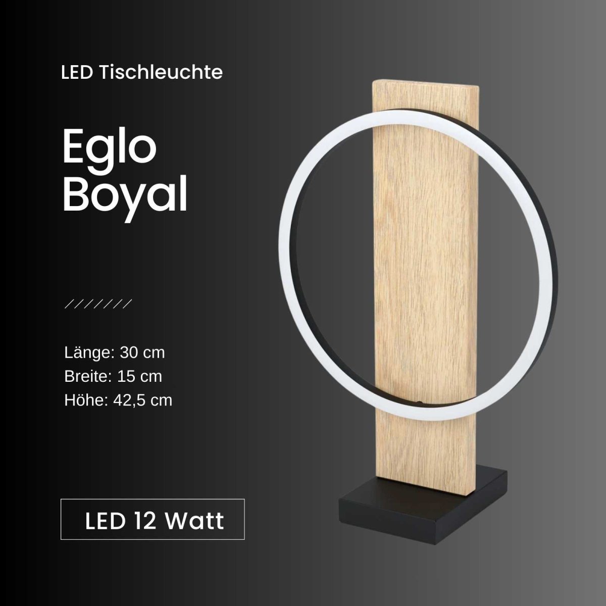 Tischlampe Holz Schwarz 49,00 Tischleuchte natur Boyal LED Eglo Weiß, €